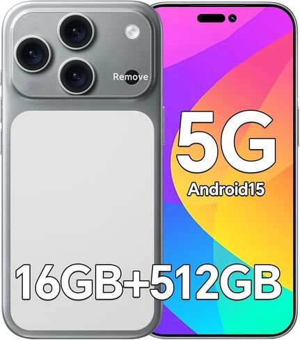 D17 Ultra Unlocked Cell Phones,5G Android 15 Unlocked Phones with 5000mAh Battery,16GB+512GB Smartphone,Snapdragon888, 32+104MP Camera, 6.9“ HD Screen, Dual SIM+Memory Expansion,White in Kuwait