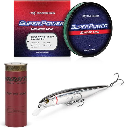 KastKing Superpower Braided Fishing Line and Lure Kit, 4X Braid Line with Hard & Soft Baits, Topwater, Jigs, Rigs&Jerkbaits, Complete Freshwater Fishing Gear Set for Bass,Trout & Walleye,Gift for Men in Saudi Arabia