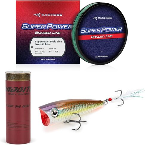 KastKing Superpower Braided Fishing Line and Lure Kit, 4X Braid Line with Hard & Soft Baits, Topwater, Jigs, Rigs&Jerkbaits, Complete Freshwater Fishing Gear Set for Bass,Trout & Walleye,Gift for Men in Saudi Arabia