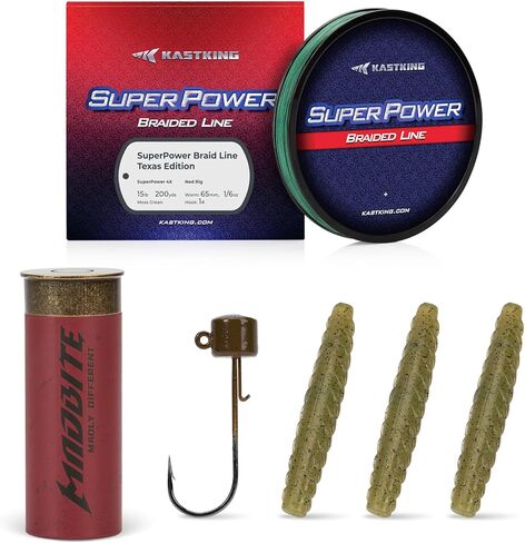 KastKing Superpower Braided Fishing Line and Lure Kit, 4X Braid Line with Hard & Soft Baits, Topwater, Jigs, Rigs&Jerkbaits, Complete Freshwater Fishing Gear Set for Bass,Trout & Walleye,Gift for Men in Saudi Arabia
