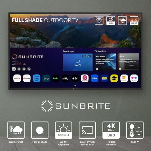 SunBrite 75 بوصة تلفزيون ذكي خارجي Veranda 4 Series، تلفزيون 4K UHD LED للظل، سطوع 600-Nit، مقاوم للطقس IP55، بلوتوث 5.0 لاسلكي، مكبرات صوت مدمجة in Kuwait