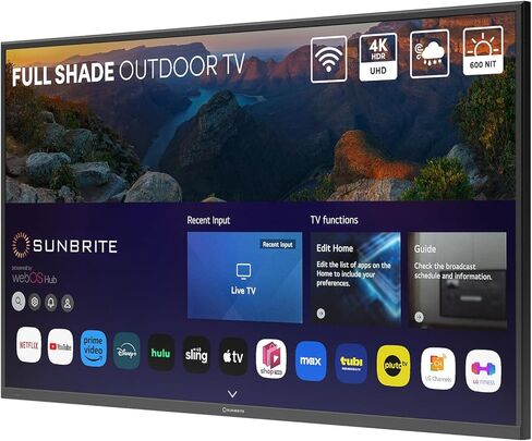SunBrite 75 بوصة تلفزيون ذكي خارجي Veranda 4 Series، تلفزيون 4K UHD LED للظل، سطوع 600-Nit، مقاوم للطقس IP55، بلوتوث 5.0 لاسلكي، مكبرات صوت مدمجة in Kuwait