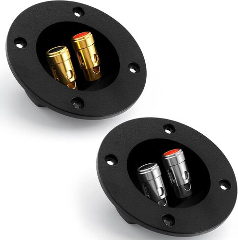 2 Pcs Speaker Box Terminal, 3" Round 2-Way Sub Box Terminals Double Binding Gold Plate Push Spring Loaded Jacks Speaker Terminal Cup in Saudi Arabia