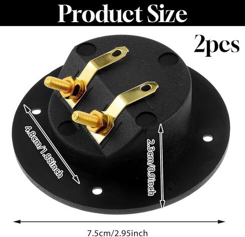 2 Pcs Speaker Box Terminal, 3" Round 2-Way Sub Box Terminals Double Binding Gold Plate Push Spring Loaded Jacks Speaker Terminal Cup in Saudi Arabia