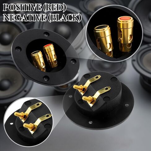 2 Pcs Speaker Box Terminal, 3" Round 2-Way Sub Box Terminals Double Binding Gold Plate Push Spring Loaded Jacks Speaker Terminal Cup in Saudi Arabia