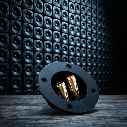 2 Pcs Speaker Box Terminal, 3" Round 2-Way Sub Box Terminals Double Binding Gold Plate Push Spring Loaded Jacks Speaker Terminal Cup in Saudi Arabia