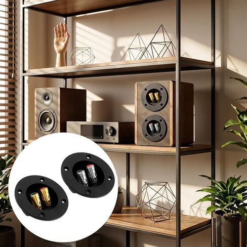 2 Pcs Speaker Box Terminal, 3" Round 2-Way Sub Box Terminals Double Binding Gold Plate Push Spring Loaded Jacks Speaker Terminal Cup in Saudi Arabia