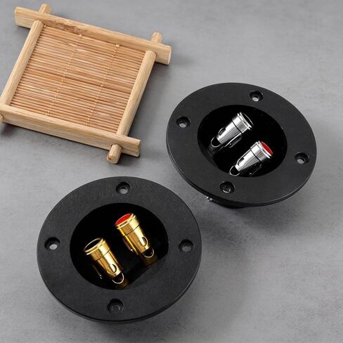 2 Pcs Speaker Box Terminal, 3" Round 2-Way Sub Box Terminals Double Binding Gold Plate Push Spring Loaded Jacks Speaker Terminal Cup in Saudi Arabia