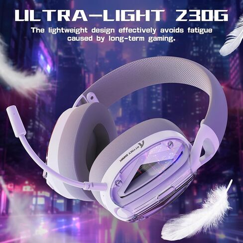 ATTACK SHARK L60 Wireless Over-Ear Gaming Headset,40mm Drivers,Detachable Noise Cancelling Mic,Memory Foam Ear Pads,3 Modes USB Computer Headset with 5.1 Surround Sound for PC/Mac/PS4/PS5-White in Saudi Arabia