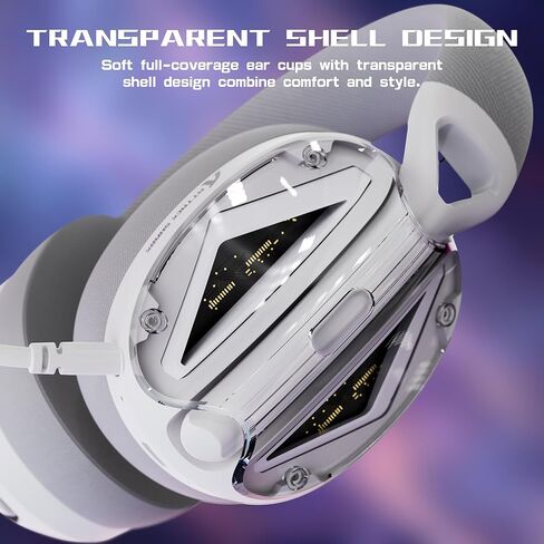 ATTACK SHARK L60 Wireless Over-Ear Gaming Headset,40mm Drivers,Detachable Noise Cancelling Mic,Memory Foam Ear Pads,3 Modes USB Computer Headset with 5.1 Surround Sound for PC/Mac/PS4/PS5-White in Saudi Arabia
