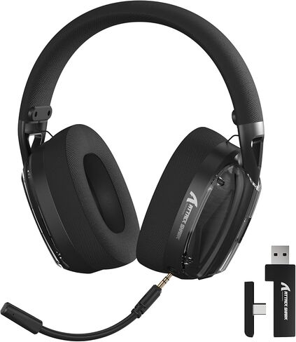 ATTACK SHARK L60 Wireless Over-Ear Gaming Headset,40mm Drivers,Detachable Noise Cancelling Mic,Memory Foam Ear Pads,3 Modes USB Computer Headset with 5.1 Surround Sound for PC/Mac/PS4/PS5-White in Saudi Arabia