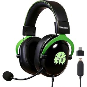 Wired USB Gaming Headset, Noise Cancelling Mic, USB A & Type C Over-Ear Headphones for PC /Laptop /PS4 /PS5 /Xbox, Left Cup Volume Control, RGB Light, Memory Foam Ear Pads, for Gaming & Office in Saudi Arabia
