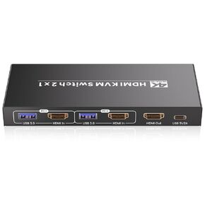محول HDMI KVM 1 شاشة 2 جهاز كمبيوتر، USB 3.0 4K60 هرتز 2 منفذ KVM Switch للتحكم في جهازي كمبيوتر مع مجموعة واحدة من ماوس لوحة المفاتيح وشاشة واحدة in Kuwait