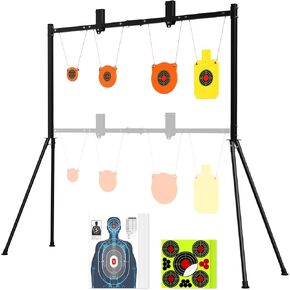 AR500 Steel Targets and Stand System Kit - 3/8" Thick with 4",6",8" Gongs & 7"x12" Torso, Adjustable 35.5"-63.5" Shooting Target Stand, Bonus 10pc Paper Targets & 10 Stickers for Outdoor Rifle Pistol in Kuwait