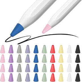 غطاء لأطراف أقلام Apple، غطاء كتم صوت من السيليكون متوافق مع قلم Apple Pencil Pro/الجيل الثاني/الجيل الأول/USB C، أغطية أطراف الكتابة المضادة للانزلاق (40 قطعة، 10 ألوان) in Kuwait