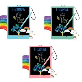 TEKFUN Popular LCD Writing Tablet Pack, Doodle Pad for Kids, 10inch Rainbow Drawing Board Doodle Board Educational Learning Toys for 3 4 5 6 Year Boys Girls Birthday Gift in Kuwait