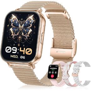 Smart Watches for Women,1000mAh Battery Answer/Make Call,1.85‘’ Fitness Watch with Heart Rate/SpO2/Sleep Monitor/Health Cycle/Activity Tracker/120+ Sport for Android/iOS Compatible(4 Straps,Silver) in Saudi Arabia