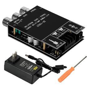 لوحة مضخم الصوت ZK-1002T مع مصدر طاقة DC 24V 5A، 100W×2 2.0 قناة بلوتوث أمبير مع تحكم ثلاثي وباس، 12-24V DC، مدخلات BT وAUX، بدون كلمة مرور لمكبرات الصوت اللاسلكية DIY in Kuwait
