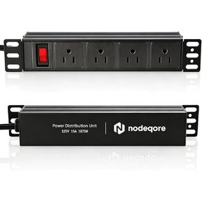 NodeQore 10 inch Rack PDU, 4 Rear Outlets, 1020J Surge Protection &15A Overload Switch, 1U RackMount, Rack Mount Power Strips for 10'' Mini Server Network Cabinets/Rack/Self, 6ft Cable in Saudi Arabia