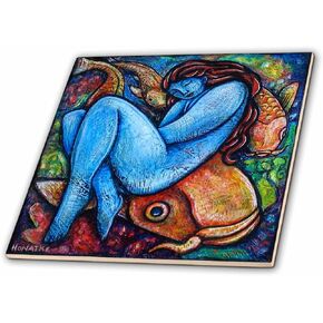 3dRose ct_21202_4 Koi Women's Fish Sensual Water Spiritual ملونة بلاط سيراميك 30 سم in Kuwait