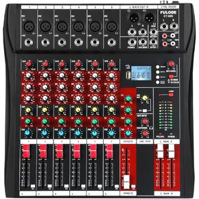 جهاز مزج الصوت ذو 8 قنوات، وحدة تحكم DJ لمزج الموسيقى الاحترافية مع بلوتوث ومشغل USB/MP3 وتردد وطاقة فانتوم 48 فولت لتسجيل الاستوديو والكاريوكي والعروض الحية in Kuwait