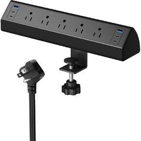 SURAIELEC Desk Clamp Power Strip with 5 Outlets, 40W Total Fast Charging Station, 4 PD 20W USB-C & 2 USB-A Ports, 900J Surge Protector, Fit 1.97 in Desk Edge Mount, 45° Flag Plug, 6 ft Extension Cord in Kuwait