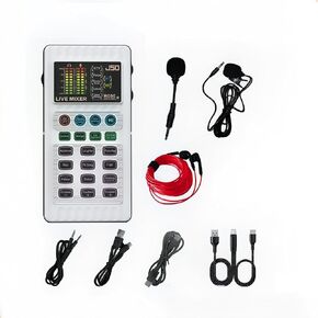 J50 Portable Live Sound Card with Noise Reduction, 5 Voice Changers & 12 Sound Effects - One-CClick Plug & Play Audio Mixer for Live Streaming, Karaoke & Recording in Kuwait