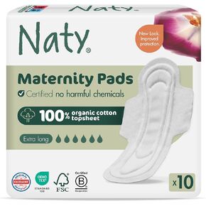 Eco by Naty Maternity Pads for Women - Pregnancy and Postpartum Pads for Maternal Care and Recovery, Absorbent Pads for Leak Protection (10 Count) in Kuwait