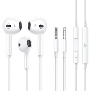 2 Pack Wired Earbuds [Apple MFi Certified] Headphones Earphones with 3.5mm Wired in Ear Headphone Plug (Built-in Microphone & Volume Control) Compatible with iPhone,iPad,iPod,PC,MP3/4,Laptop -White in Saudi Arabia