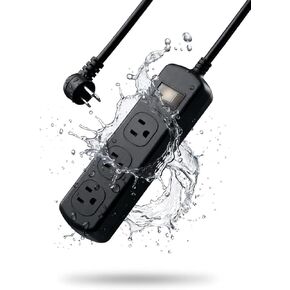 Outdoor Power Strip Weatherproof IPX6, Waterproof Surge Protector with 3 Wide-Spaced Outlets, Heavy Duty Extension Cord for Garden Patio Garage, Wall Mountable, 13A 1625W, Black (Black, 6FT) in Saudi Arabia