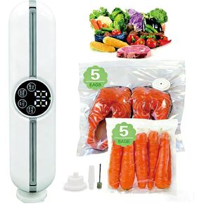 3-in-1 Handheld Vacuum Sealer Machine for Bags & Jars, Food Grade Vacuum Sealer with 10 Food-Safe Bags, Also Suitable for Inflating Swim Rings and Balls(White) in Saudi Arabia