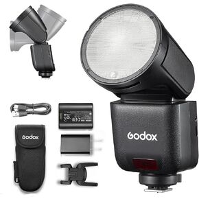 فلاش كاميرا Godox V1Mid-S لكاميرا سوني، 55 وات TTL Speedlite Speedlight مع شاشة تعمل باللمس، نظام لاسلكي 2.4 جيجا، إعادة تدوير HSS 1/8000s 1.7s، 650 ومضة كاملة الطاقة (V1 mid S) in Kuwait