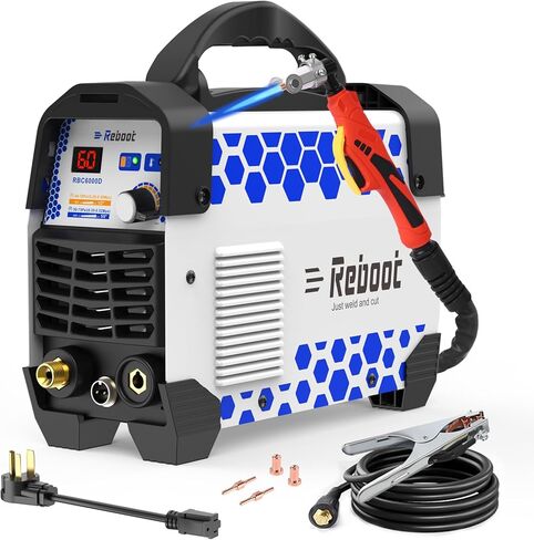 Reboot 60A Plasma Cutter Dual Voltage 120V/240V, 1/2" Clean Cut IGBT Inverter, Portable Metal Cutting Machine with Torch & Tips - RBC6000D 2025 Upgraded (Pre-Installed Air Regulator) in Saudi Arabia