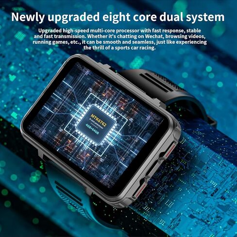 هاتف ساعة ذكية 4G، Android 10.7 MTK6762 رباعي النواة 4 جيجابايت + 64 جيجابايت ساعة ذكية 2.4 بوصة شاشة كبيرة للرجال 1500 مللي أمبير في الساعة كاميرا مزدوجة واي فاي بلوتوث نظام تحديد المواقع ومتتبع أنشطة اللياقة البدنية ساعات ذكية للرجال in Kuwait
