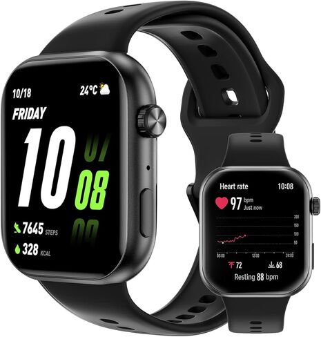 ساعة HONOR Choice Watch 2i، شاشة AMOLED مقاس 1.85 بوصة، ساعة ذكية للاتصال بالبلوتوث، عمر بطارية 14 يومًا، متوافقة مع Android وiOS، ساعة ذكية لمراقبة معدل ضربات القلب، IP68، أسود in Kuwait
