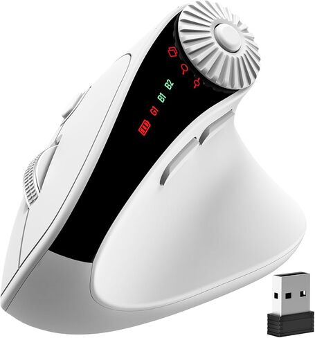 SABLUTE MAM51 Ergonomic Mouse Wireless with 3-in-1 Quick-Switch Scroll Wheel, Vertical Mouse with 4000 DPI, 8 Buttons Wireless Computer Mouse, 2.4Ghz/Bluetooth Mouse for Laptop and Desktop-White in Saudi Arabia