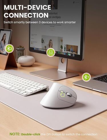 SABLUTE MAM51 Ergonomic Mouse Wireless with 3-in-1 Quick-Switch Scroll Wheel, Vertical Mouse with 4000 DPI, 8 Buttons Wireless Computer Mouse, 2.4Ghz/Bluetooth Mouse for Laptop and Desktop-White in Saudi Arabia