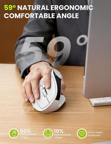 SABLUTE MAM51 Ergonomic Mouse Wireless with 3-in-1 Quick-Switch Scroll Wheel, Vertical Mouse with 4000 DPI, 8 Buttons Wireless Computer Mouse, 2.4Ghz/Bluetooth Mouse for Laptop and Desktop-White in Saudi Arabia