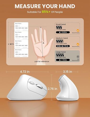 SABLUTE MAM51 Ergonomic Mouse Wireless with 3-in-1 Quick-Switch Scroll Wheel, Vertical Mouse with 4000 DPI, 8 Buttons Wireless Computer Mouse, 2.4Ghz/Bluetooth Mouse for Laptop and Desktop-White in Saudi Arabia
