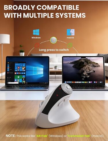 SABLUTE MAM51 Ergonomic Mouse Wireless with 3-in-1 Quick-Switch Scroll Wheel, Vertical Mouse with 4000 DPI, 8 Buttons Wireless Computer Mouse, 2.4Ghz/Bluetooth Mouse for Laptop and Desktop-White in Saudi Arabia