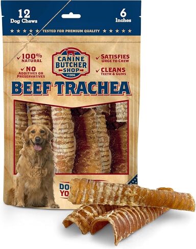 4 inch Beef Trachea Dog Chews, Made in USA, Single Ingredient, All-Natural Beef (Pack of 12) in Saudi Arabia