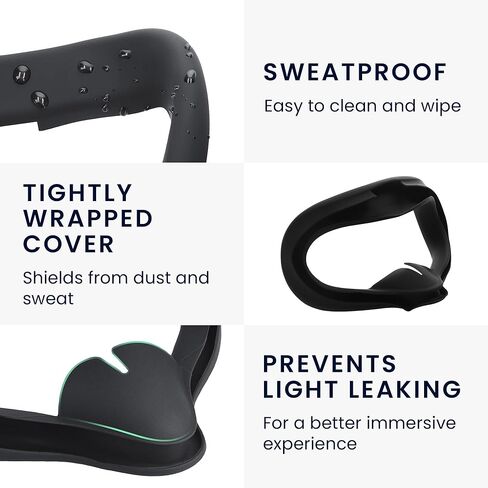 kwmobile Cover for VR Glasses Compatible with VR Lenses Meta Quest 3S Cover - Silicone Mask - Black in Saudi Arabia