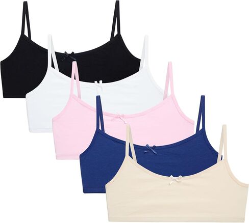 Sweet & Sassy Girls’ Training Bra – 5 Pack Cotton Stretch Crop Cami Bralette (S-L) in Saudi Arabia