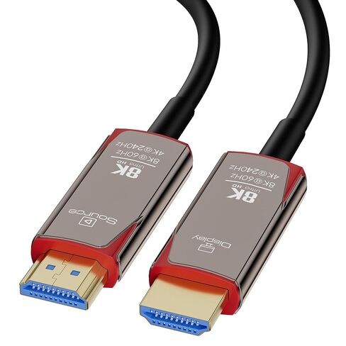 كابل HDMI 2.1 من الألياف الضوئية 8K بطول 50 قدمًا، سلك HDMI من الألياف عالي السرعة 48 جيجابت في الثانية، كابل HDMI طويل نشط، 48 جيجابت في الثانية، 8K@60 هرتز 4K@120 هرتز، HDR ديناميكي، eARC، HDCP 2.2&2.3، ثلاثي الأبعاد، للكمبيوتر الشخصي، الشاشة، PS5، PS4، in Saudi Arabia