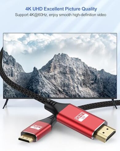 كابل HDMI ARC/eARC 8K لمكبر الصوت بطول 6.6 أقدام + حزمة كابل HDMI صغير إلى HDMI بطول 3 أقدام، سلك HDMI عالي السرعة لجهاز العرض والكمبيوتر المحمول والشاشة والتلفزيون وPS4/PS5 in Kuwait
