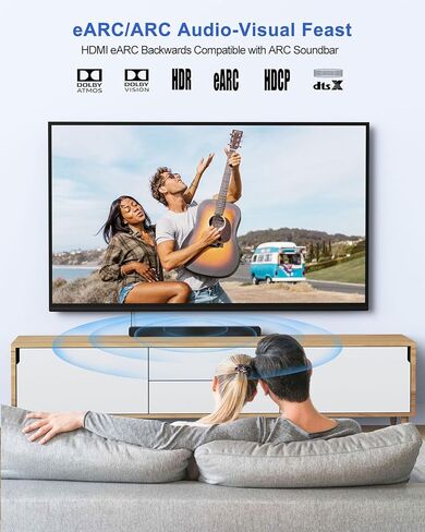 كابل HDMI ARC/eARC 8K لمكبر الصوت بطول 6.6 أقدام + حزمة كابل HDMI صغير إلى HDMI بطول 3 أقدام، سلك HDMI عالي السرعة لجهاز العرض والكمبيوتر المحمول والشاشة والتلفزيون وPS4/PS5 in Kuwait