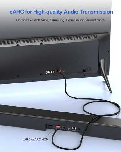 كابل HDMI ARC/eARC 8K لمكبر الصوت بطول 6.6 أقدام + حزمة كابل HDMI صغير إلى HDMI بطول 3 أقدام، سلك HDMI عالي السرعة لجهاز العرض والكمبيوتر المحمول والشاشة والتلفزيون وPS4/PS5 in Kuwait