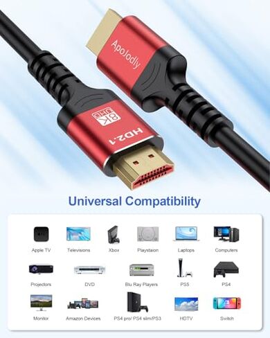 كابل HDMI ARC/eARC 8K لمكبر الصوت بطول 6.6 أقدام + حزمة كابل HDMI صغير إلى HDMI بطول 3 أقدام، سلك HDMI عالي السرعة لجهاز العرض والكمبيوتر المحمول والشاشة والتلفزيون وPS4/PS5 in Kuwait