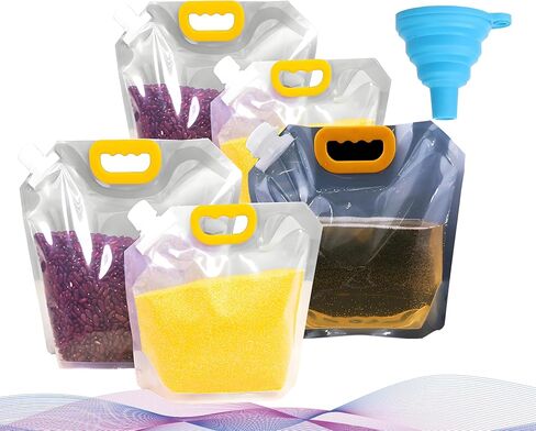 Collapsible Water Storage Bag 5-Pack, BPA-Free Plastic Bag, Leakproof Freezable Grains Portable Container for Kitchen, Camping, Party, Hiking, RV, Emergency in Saudi Arabia