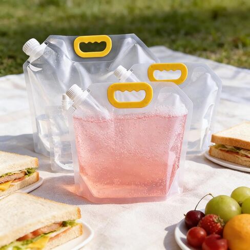 Collapsible Water Storage Bag 5-Pack, BPA-Free Plastic Bag, Leakproof Freezable Grains Portable Container for Kitchen, Camping, Party, Hiking, RV, Emergency in Saudi Arabia